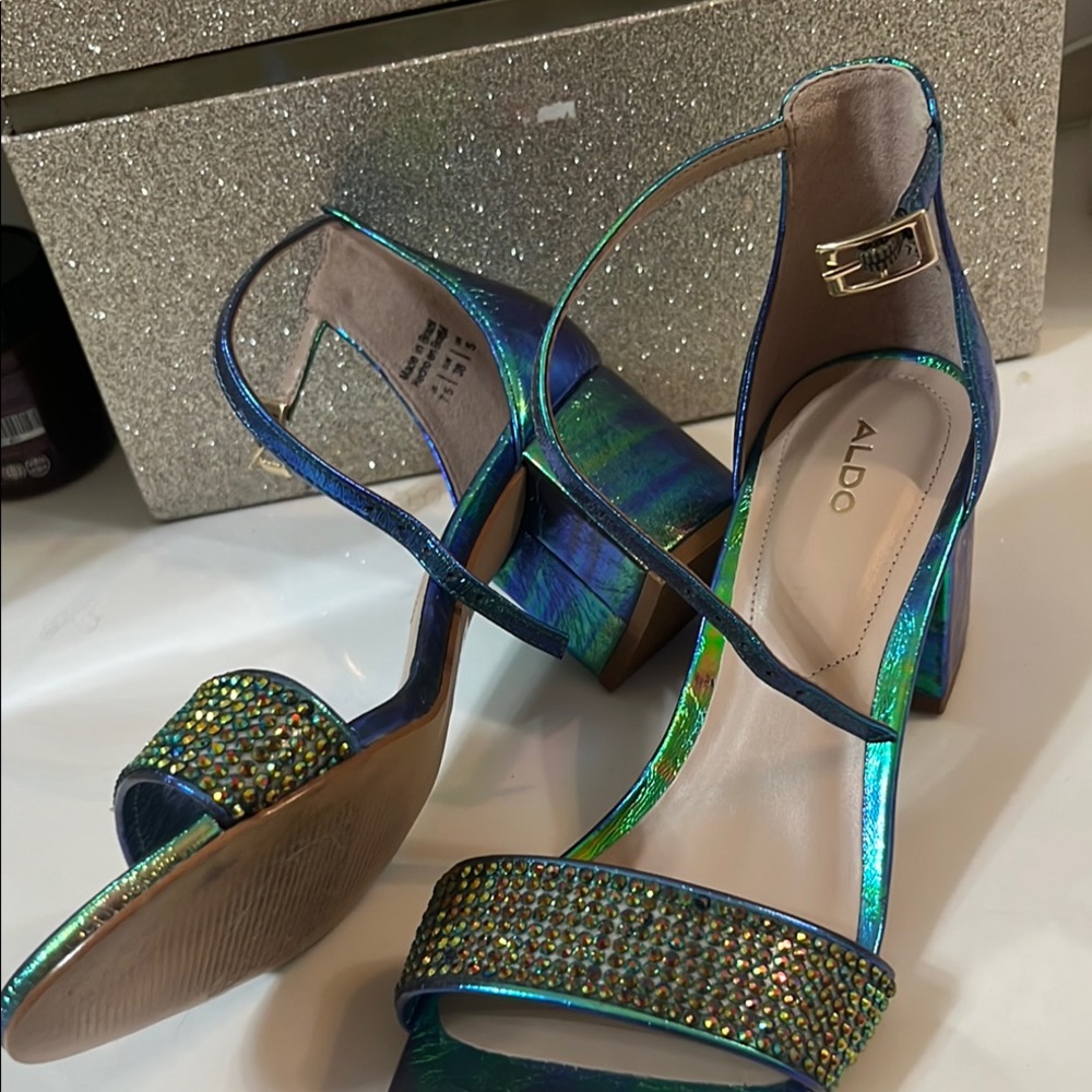 Aldo Blue Crystal Embellished Heels
